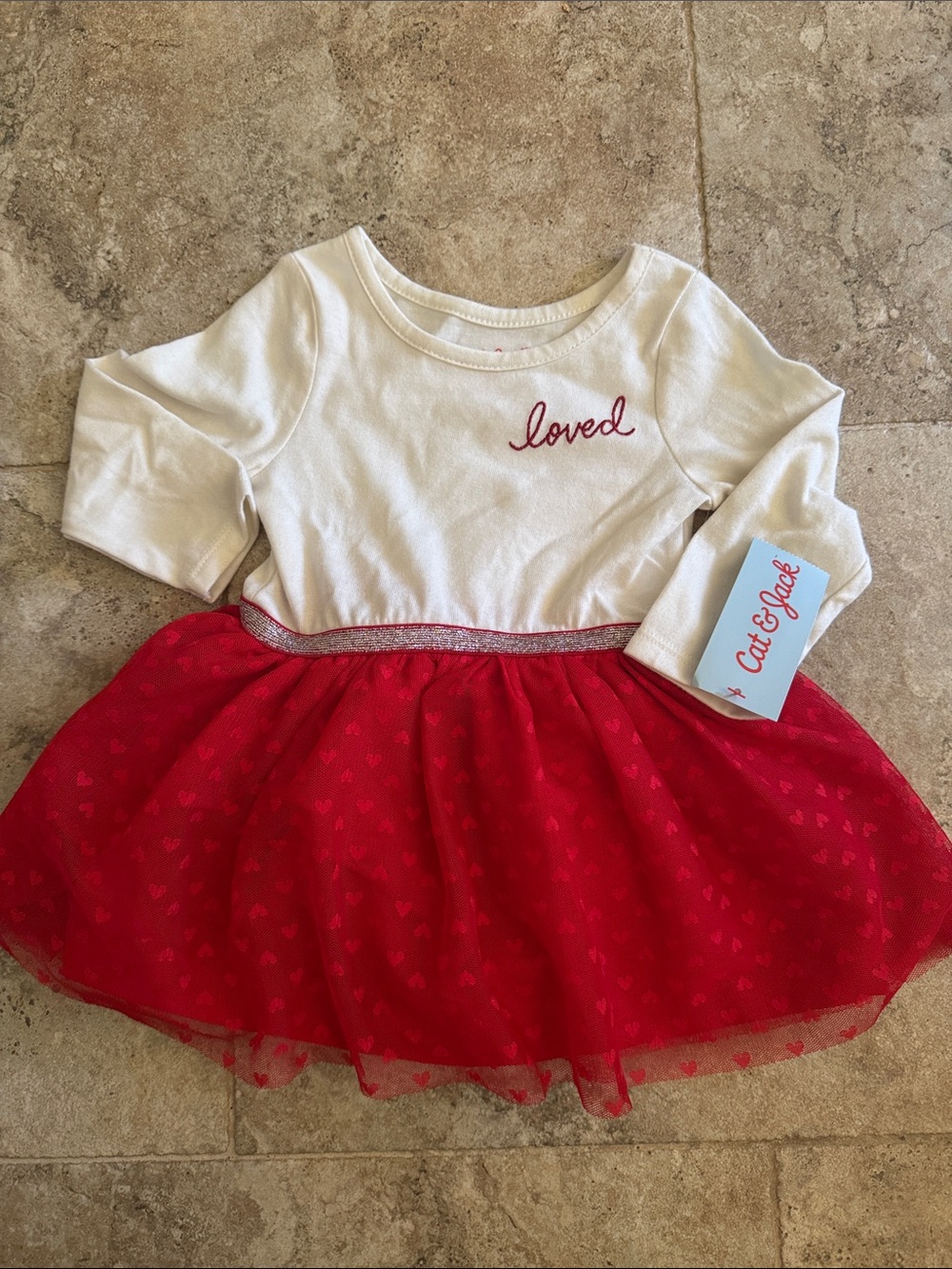 NWT cat & jack “loved” tutu dress girls size 12 months hearts diaper cover